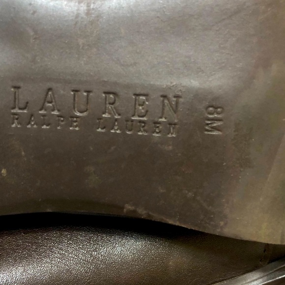 Ralph Lauren Brown Leather Sariah Knee High Boots With Brass Logo Detail Size 8 - Picture 7 of 16